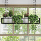 Ceiling Hanging Plant Shelf, Indoor Outdoor Flower Pot Stand, Floating Suspended Shelving Iron Frame for Bar Flower Shop Balcony Cafe Decoration(100x25x15cm) by Unknown