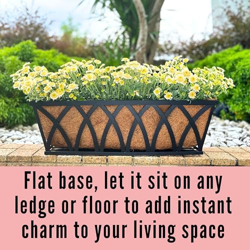 LaLaGreen Deck Railing Planter (24 in, 2 Pack) Black Metal Flower Box - Image 6