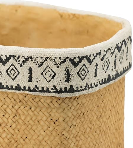 Rectangular Basket Planter Set with Geometric Trim for Indoor Outdoor Decor - Image 5