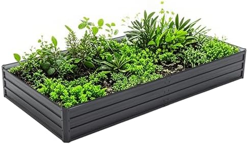 Galvanized Raised Garden Bed Kit Outdoor, 8X4X1FT Metal Planter Boxes Set, Large Rectangle Planters Garden Vegetable & Flower Beds for Herbs, Fruits, Planting Backyard Patio by Unknown