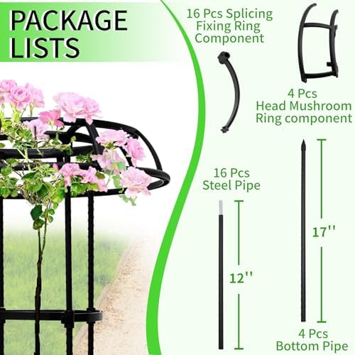 2-Pack 65-Inch Garden Trellis for Climbing Plants,Heavy-Duty Metal Obelisk with Mushroom Top,Stable Support for Potted Clematis,Tomato,Cucumber,Rose,Pea & Vine - Image 3