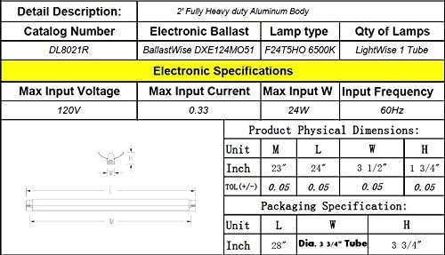 2-Pack T5 HO Grow Light - 1 Bulb Light System - Fluorescent Hydroponic Indoor Fixture Bloom Veg Daisy Chain with Bulbs (2 Foot & w/ Reflector (DL8021R 2pack), Cool White | Vegetative) - Image 4
