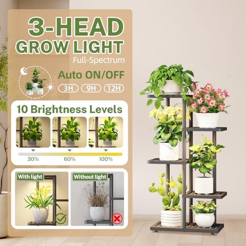 iDavosic.ly Plant Stand with Grow Light Indoor Outdoor, 4 Tier Tall, Black - Image 4