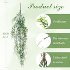 dallisten 4Pcs Fake Hanging Fern Plants for Outdoors, UV Resistant Artificial Ferns Greenery Vines Faux Trailing Plants for Indoor Wall Porch Wedding Boho Home Garden Decor(4PCS DeepGreen Ferns) - Image 3