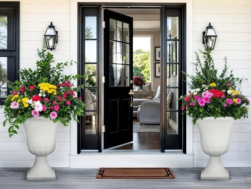 22" Tall Urn Planters Set of 2 Large Flower Pots, Indoor Outdoor Use - Image 3