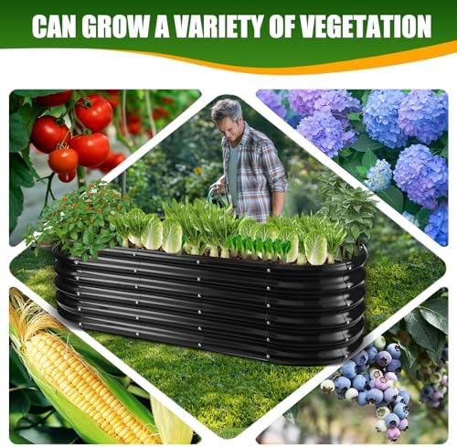 TBMLC Oval Black Galvanized Planter Box, Metal Raised Garden Bed 5X2X1.4 FT - Image 5