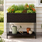 Rattan Wicker Raised Storage Garden Bed 3x1.5x2.5 ft Planter Box by Chonsun