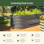 32" Extra Tall Raised Garden Bed Kits, 4 x 8 x 2.7ft Raised Planter Box Outdoor, 2.5 x 9.5 x 2.7ft Deep Root 10 in 1 Modular Metal Raised Beds for Gardening Vegetables Flowers Fruits - Sky Blue - Image 2