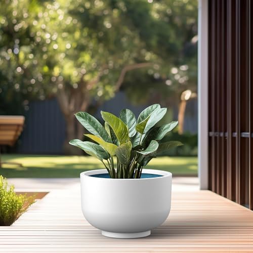 Kante Accent Round Pedestal White Concrete Planter 17.7" Dia, Outdoor - Image 5