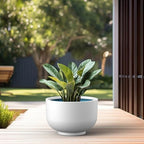 Kante Accent Round Pedestal White Concrete Planter 17.7" Dia, Outdoor - Image 5
