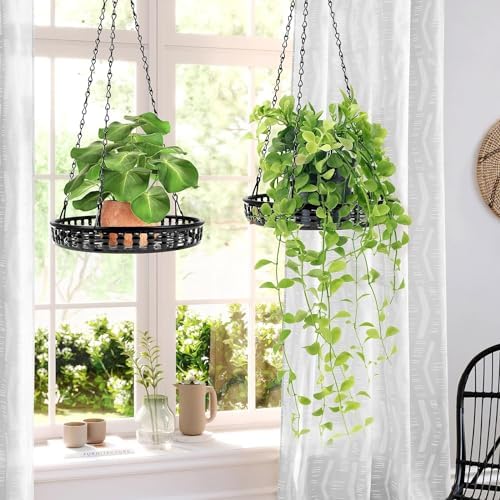 Plant Hanger Indoor Outdoor, 3 Pack Metal Hanging Plant Holder - Image 2
