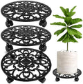 3 Pack 12 In Rolling Plant Stand with Wheels Metal Plant Caddy with Wheels by Planterhoma