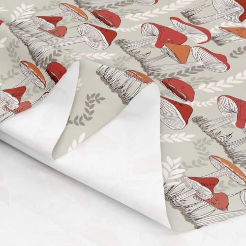 Mushroom Upholstery Fabric by The Yard - Red Mushrooms for Chairs, Botanical Leaves Decorative, Wild Plant Indoor Outdoor, Leaves Grass Waterproof - Grey Orange, 5 Yards - Image 6