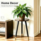 2-Pack Mid Century Plant Stand for Indoor Plants, Modern Wood & Metal Flower Pot Holder Stand for Living Room, Decorative Small Round Side Table for Balcony, Patio, Office, 16.5” High, Walnut & Black - Image 4
