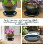Sunnydaze 12" Ceramic Plant Saucers for Planters, 2pk, Forest Lake Green - Image 4
