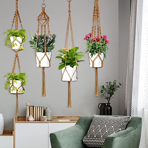 Hoteam 12 Pcs Macrame Plant Hangers Macrame Hanging Planters for Indoor Plants Handmade Boho Hanging Baskets Flower Pots Holder for Outdoor Home Wall Decor - Image 6