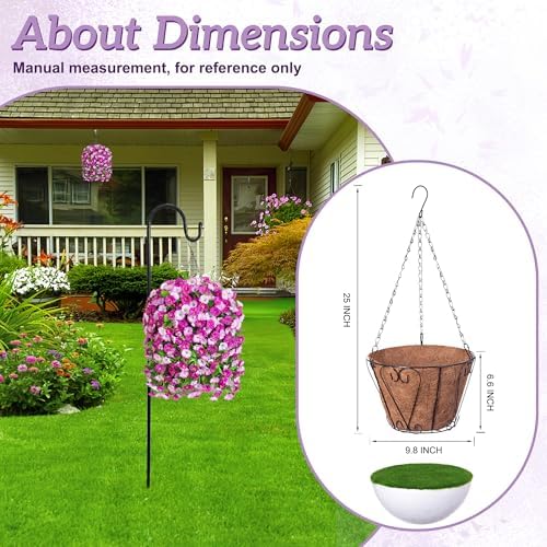 Ammyoo Artificial Fake Hanging Flowers Basket for Spring Summer Decor - Image 4
