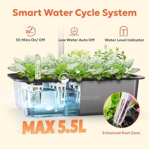 owltron Smart Hydroponics Growing System Kit,15 Pods Indoor Herb Garden with 36W LED Grow Light & APP Control, Planting Height Up to 30", Quiet Water Pump, Ideal Gift for All Ages Dark Silver - Image 5