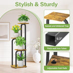 iDavosic.ly Plant Stand Indoor, Corner Tall Shelf, Wooden Tray, Black Brown - Image 5