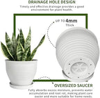 13.8 Inch Round Plastic Planters Urns, Set of 2, White Flower Pots - Image 3