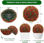 17.7 Inch Artificial Hanging Topiary Balls Set of 2, Faux Flower Balls for Garden Patio Wedding Valentine's Day Decor, Outdoor Indoor Hanging Decorations for Porch Front Door Party,Red - Image 5