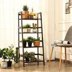 GRAFFY 4-Tier Ladder Shelf Plant Stand, Bamboo Ladder-Shaped Bookcase Storage Shelves, Multifunctional Display Rack, Plant Stand Flower Pots Holder for Living Room/Bathroom/Bedroom (Espresso) - Image 3
