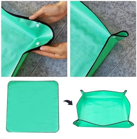 Repotting Mat Planting Mat Waterproof Foldable Garden Mat Garden Potting Pad for Flowerpot Transplanting Mixing Soil Plant Pruning Garden Tool(Orange 66x66CM Set) - Image 3