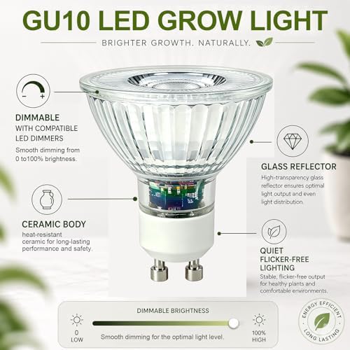 GU10 LED Grow Light Bulb, Dimmable Full Spectrum for Indoor Plants - Image 7