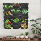 Hanging Vertical Wall Planter, 18 Pack Vertical Garden Planter, for Patio Outdoor Decor, Home Black Plastic Balcony Pot - Image 3