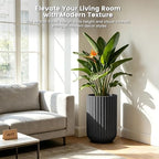 Kante Large Round Column Black Concrete Planter 21.7" Tall, Outdoor - Image 3