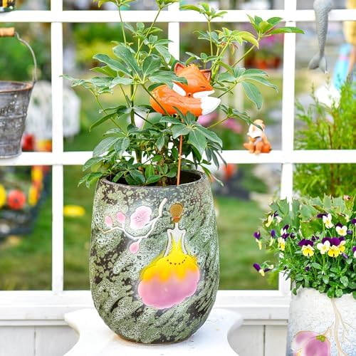 Sungmor 10.6 Inch Hand Painted Ceramic Succulent Plant Pot - Dark Green - Image 5