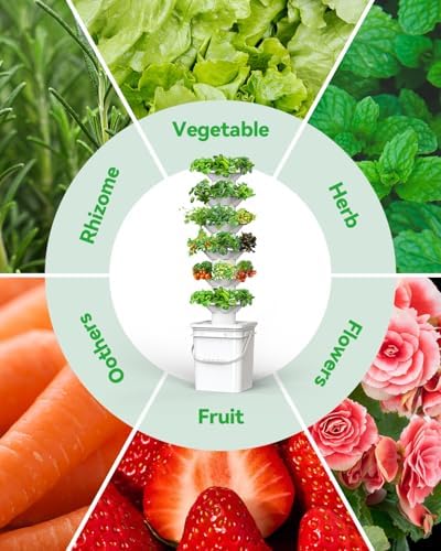 Vertical Hydroponics Growing System Kit, Indoor Outdoor Gardening System Kits, Herb & Fruits Growing Hydroponic Tower, 6 Layers (36 Pods) - Image 4