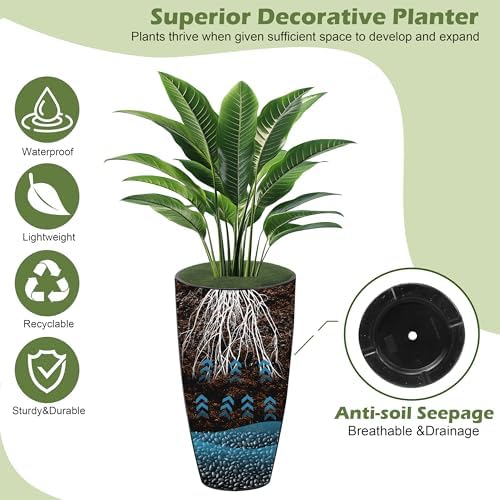 2PCS 21in Tall Planter for Outdoor Plants Large Flower Pots White - Image 5