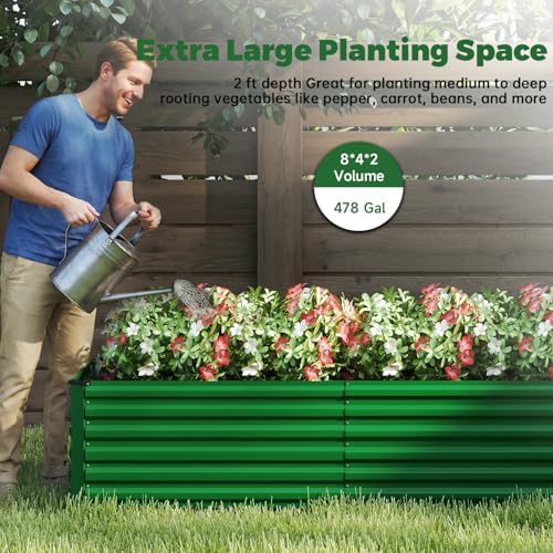NAVINE 8x4x2ft Outdoor Metal Raised Garden Bed, Metal Planter Box, 2-Pack - Image 3