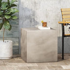 ø22'' Concrete Side Table End Table for Outdoor & Living Room, Modern Square Cube Style, Durable and Lightweight, Cement Material, No Assembly, Light Gray - Image 5