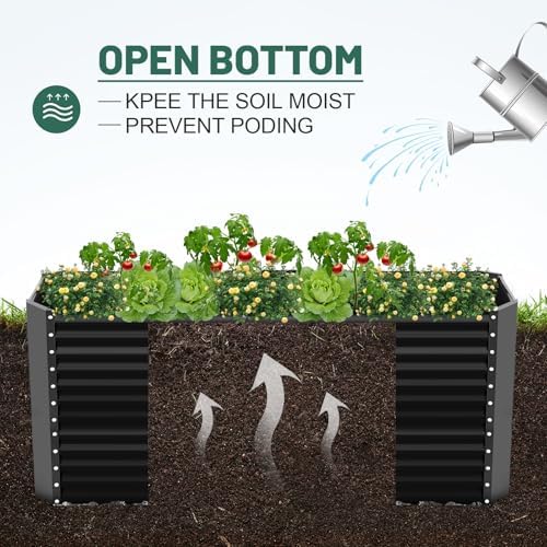 Land Guard 6x3x3ft Rectangular Galvanized Raised Garden Beds, Large-Capacity Metal Planter Box Outdoor, Durable Deep Raised Garden Bed 3ft Tall, Raised Beds for Gardening Vegetables, Dark Grey - Image 5