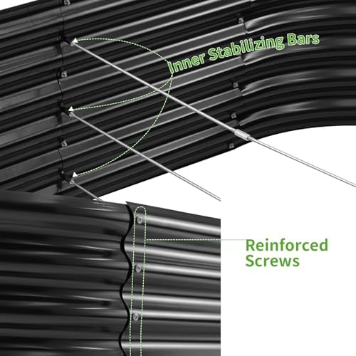 Land Guard Galvanized Metal Raised Garden Bed Kit, 8x4x1.5ft Large Planter Boxes Outdoor, Oval Gardening Box, Patio Garden Planter Box for Vegetables (Grey) - Image 6