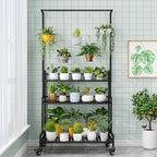 YIZAJIA Plant Stand Indoor Outdoor Hanging Tiered Stands Shelf With wheel - Image 4