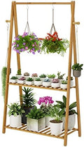 Hanging Plant Shelf Indoor Outdoor Bamboo Wood Plant Flower Stands by TOVACU