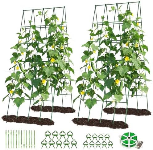 DoCred 39.4" H Cucumber Trellis, 2 Pack Foldable A Frame Garden Trellis by DoCred