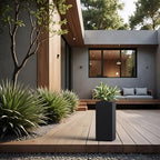 Kante Black Concrete Planter 19.9" Tall All-Weather Square Small Pot - Image 3