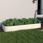 MUPATER 8x4x1FT Galvanized Raised Garden Bed with Support Rods, Modular Raised Beds for Gardening, Raised Planter Box Oval for Vegetables, Herbs and Flowers, Ivory White by MUPATERHome