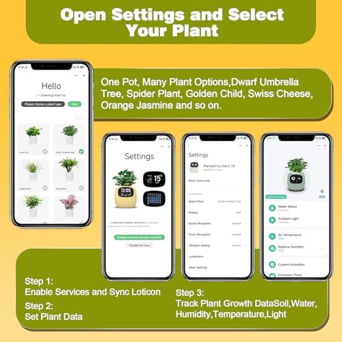 PLANTSIO Smart Plant Pot with Screen, 80ml Self-Watering Planter Green - Image 3