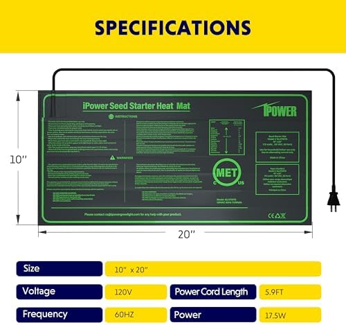 iPower Seedling Heat Mat Heating Pad 10"x20" with Digital Thermostat Combo Set, Waterproof for Indoor Seed Starting and Plant Germination - Image 2