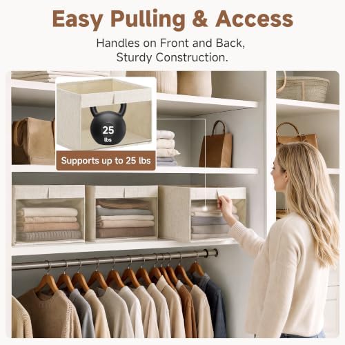 StorageWorks Closet Organizer Bins with Clear Window, Beige, 12.75x12.75x9 - Image 4