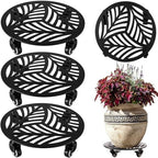 3 Packs 13 Inch Large Metal Plant Caddy with Wheels Heavy-Duty Iron Rolling Plant Stands with Casters Indoor Outdoor Planter Dolly Coaster Flower Pot Roller Base Movers Black, Strong Load Capacity by Planterhoma
