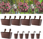 HowRU Metal Iron Flower Pots for Railing Fence Hanging Bucket Pots(5 Pcs) and Hanging Flower Pots Metal Iron Bucket Planter(10 Pcs) (Bronze) by HowRU