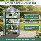 4 Tier Mini Greenhouse - Portable Greenhouse with Locking Wheels and PVC Cover for Indoor or Outdoor Green House by Pure Garden - Image 4