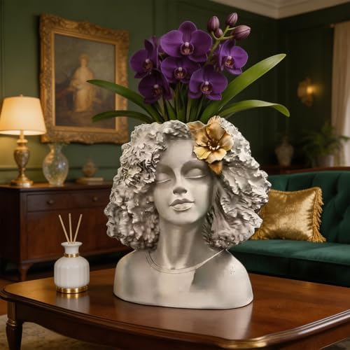 Resin Plant Container Flower Pots with Artistic Head Top Great for Succulents Small Space Gardening Elegant Sappy Flower Pots - Image 3