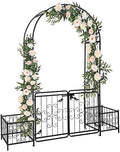 Outvita Black 7FT Metal Garden Arch with Entry Door & Ground Stakes by Outvita